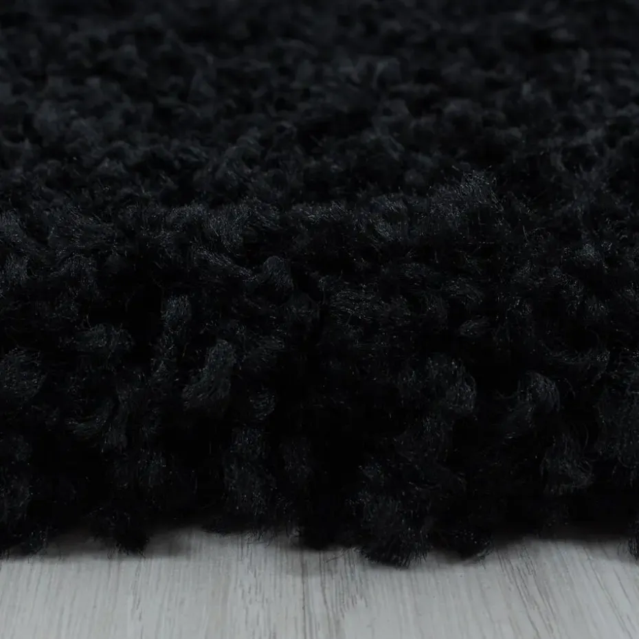 Monaco Soft Shaggy Hoogpolig Vloerkleed Black - 140x200 CM