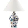MORACA - Tafellamp - Wit/Blauw - Porselein/Linnen