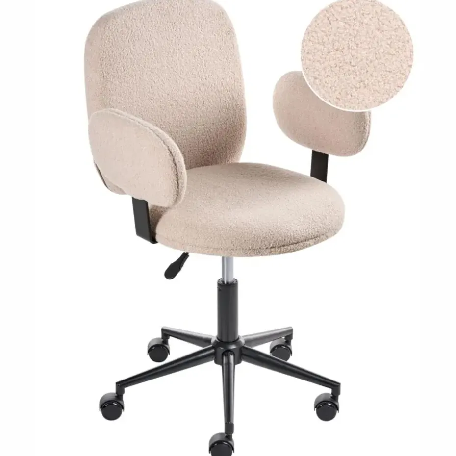 MORAGA - Bureaustoel - Beige - Bouclé