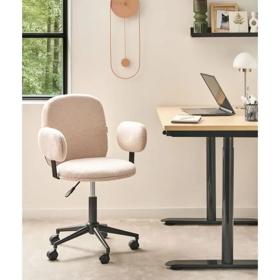 MORAGA - Bureaustoel - Beige - Bouclé