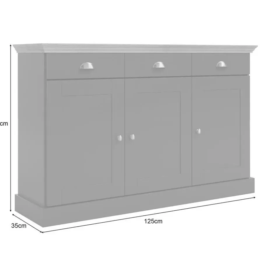 Motala - Dressoir met 3 deuren en 3 laden grijs