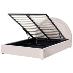 MOUZON - Bed met opbergruimte - Lichtbeige - 140 x 200 cm - Stof