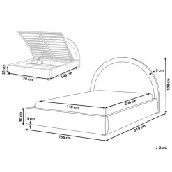 MOUZON - Bed met opbergruimte - Lichtbeige - 140 x 200 cm - Stof