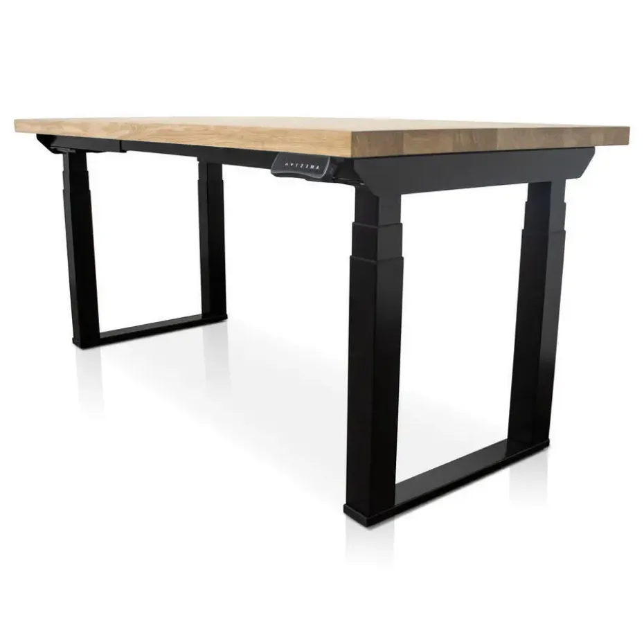 MRC PRO Solid zit-sta bureau massief eiken blad 140x80 zwart NEN-EN527
