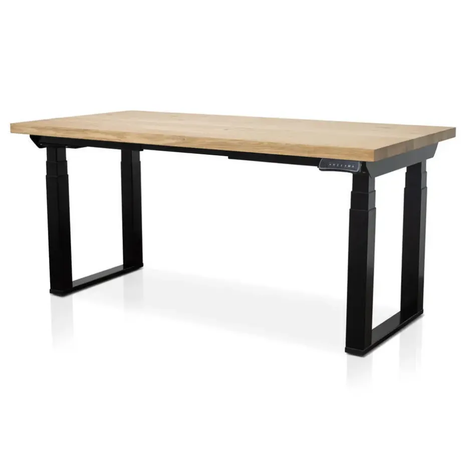 MRC PRO Solid zit-sta bureau massief eiken blad 160x80 zwart NEN-EN527