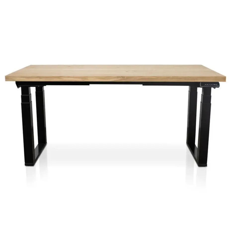 MRC PRO Solid zit-sta bureau massief eiken blad 160x80 zwart NEN-EN527
