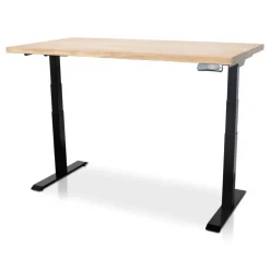 MRC Zit-sta bureau massief eiken blad 180x90 zwart frame NEN-EN 527
