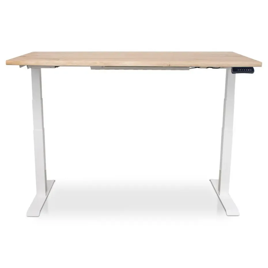 MRC Zit-sta bureau massief boomstam blad 140x80 wit frame NEN-EN 527