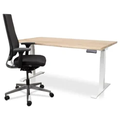 MRC Zit-sta bureau massief boomstam blad 140x80 wit frame NEN-EN 527