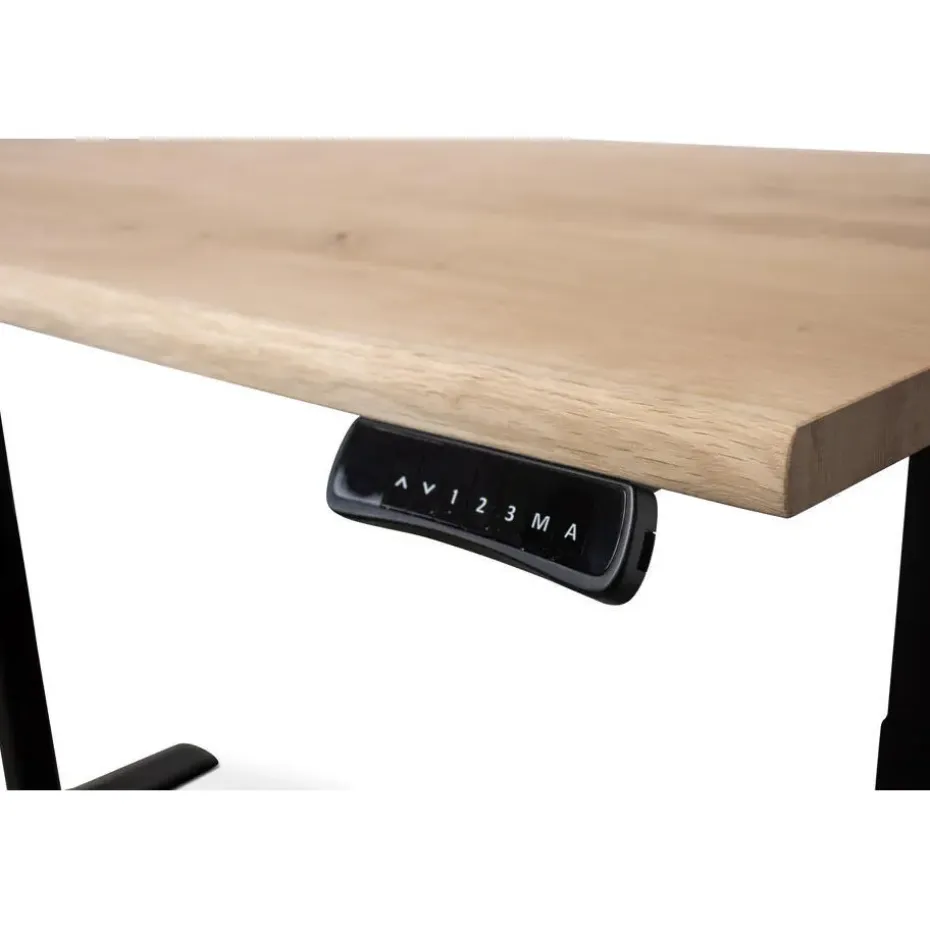 MRC Zit-sta bureau massief boomstam blad 180x90 zwart frame NEN-EN 527