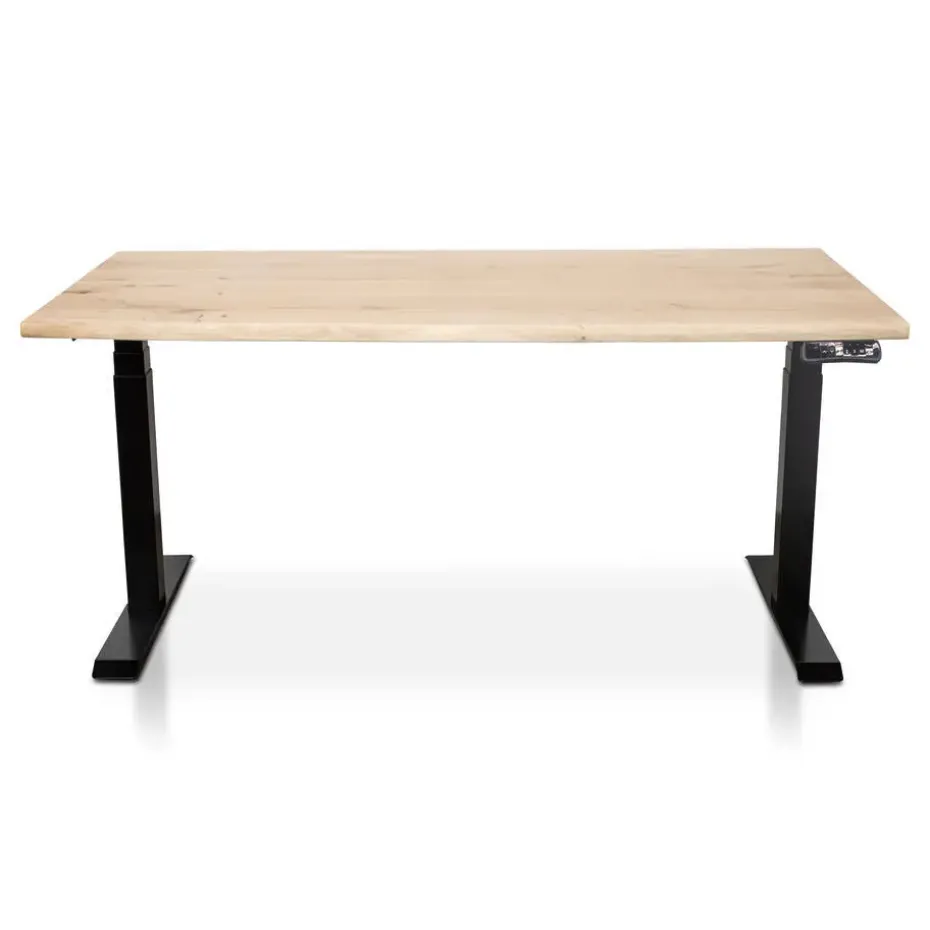 MRC Zit-sta bureau massief boomstam blad 180x90 zwart frame NEN-EN 527