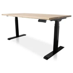 MRC Zit-sta bureau massief boomstamblad 120x80 zwart frame NEN-EN 527