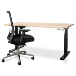 MRC Zit-sta bureau massief boomstamblad 120x80 zwart frame NEN-EN 527