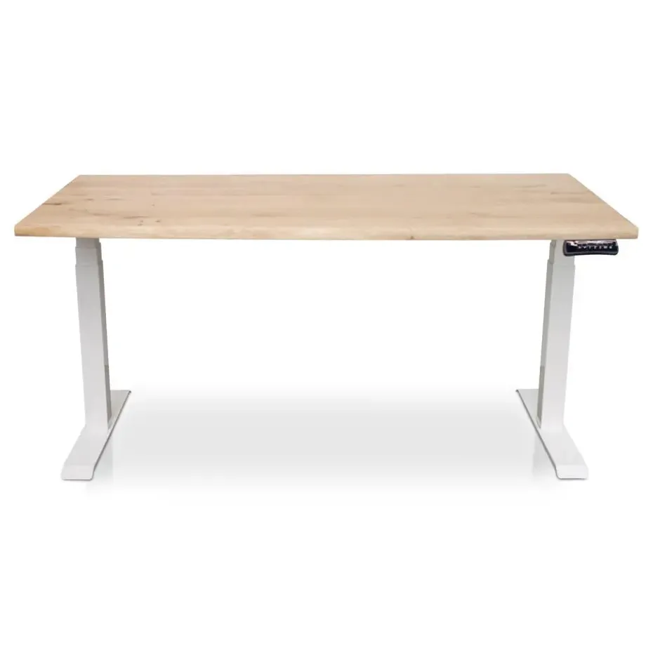 MRC Zit-sta bureau massief boomstam blad 120x80 wit frame NEN-EN 527