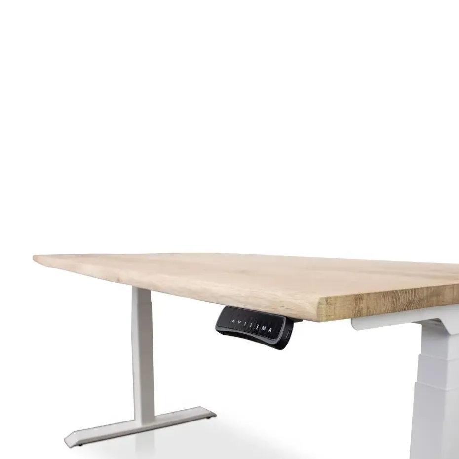 MRC Zit-sta bureau massief boomstam blad 120x80 wit frame NEN-EN 527