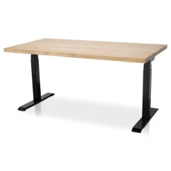 MRC Zit-sta bureau massief eiken blad 160x80 zwart frame NEN-EN 527