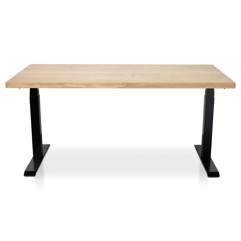 MRC Zit-sta bureau massief eiken blad 160x80 zwart frame NEN-EN 527