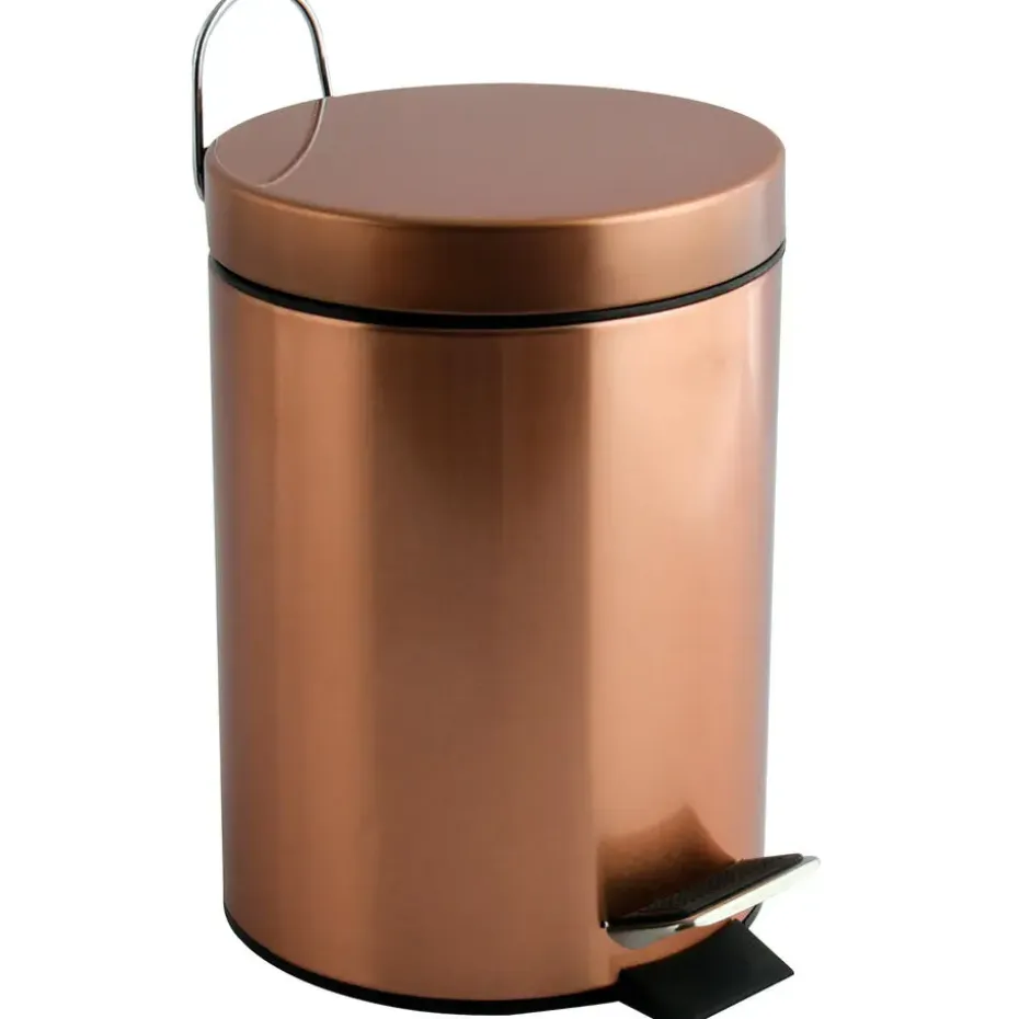 MSV badkamer/toilet pedaalemmer - koper kleurig - 3L - 17 x 25 cm
