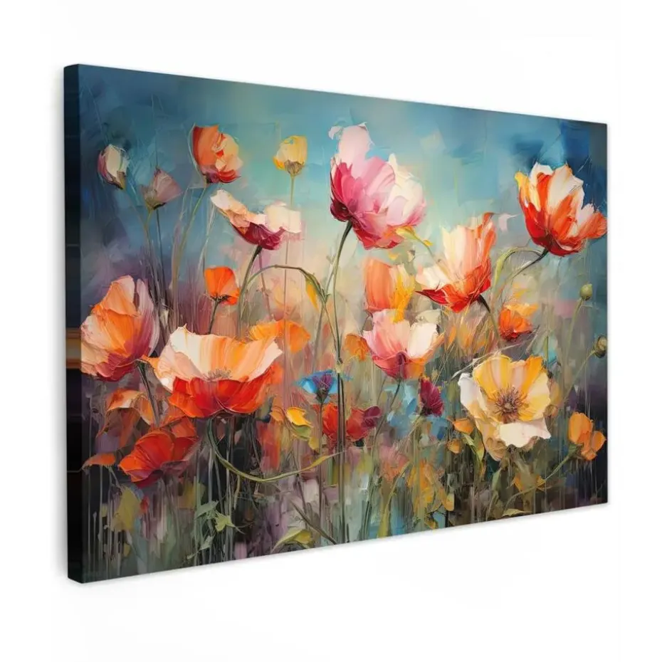 MuchoWow Canvas Schilderij 90x60cm Bloemen Watercolor Kunst