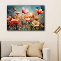 MuchoWow Canvas Schilderij 90x60cm Bloemen Watercolor Kunst