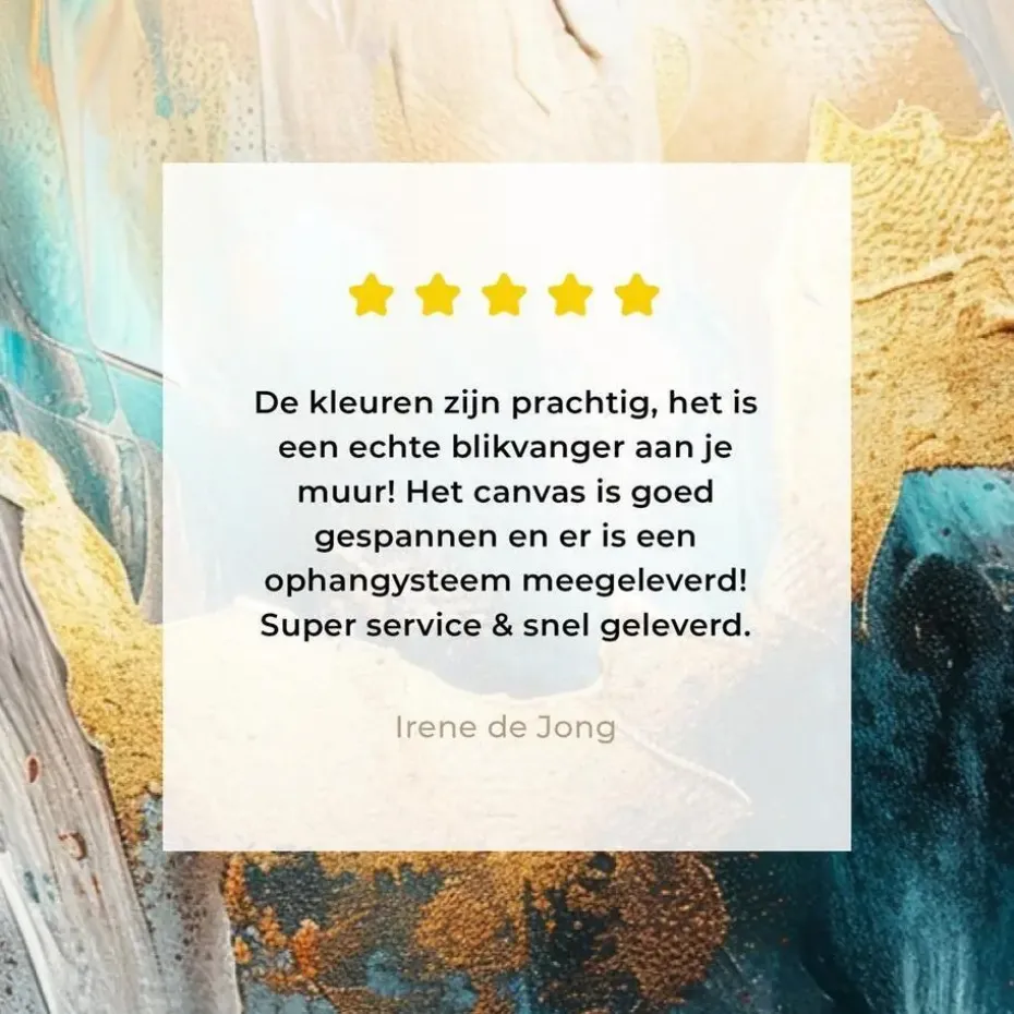MuchoWow Canvas Schilderij 90x60cm Abstract Kunst Gold Blauw