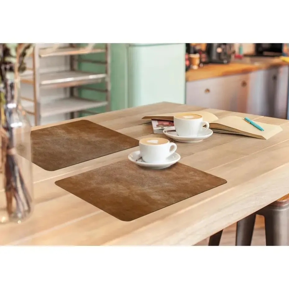 MuchoWow Placemat (6stuks) 45x30cm Leer Structuur Lederlook