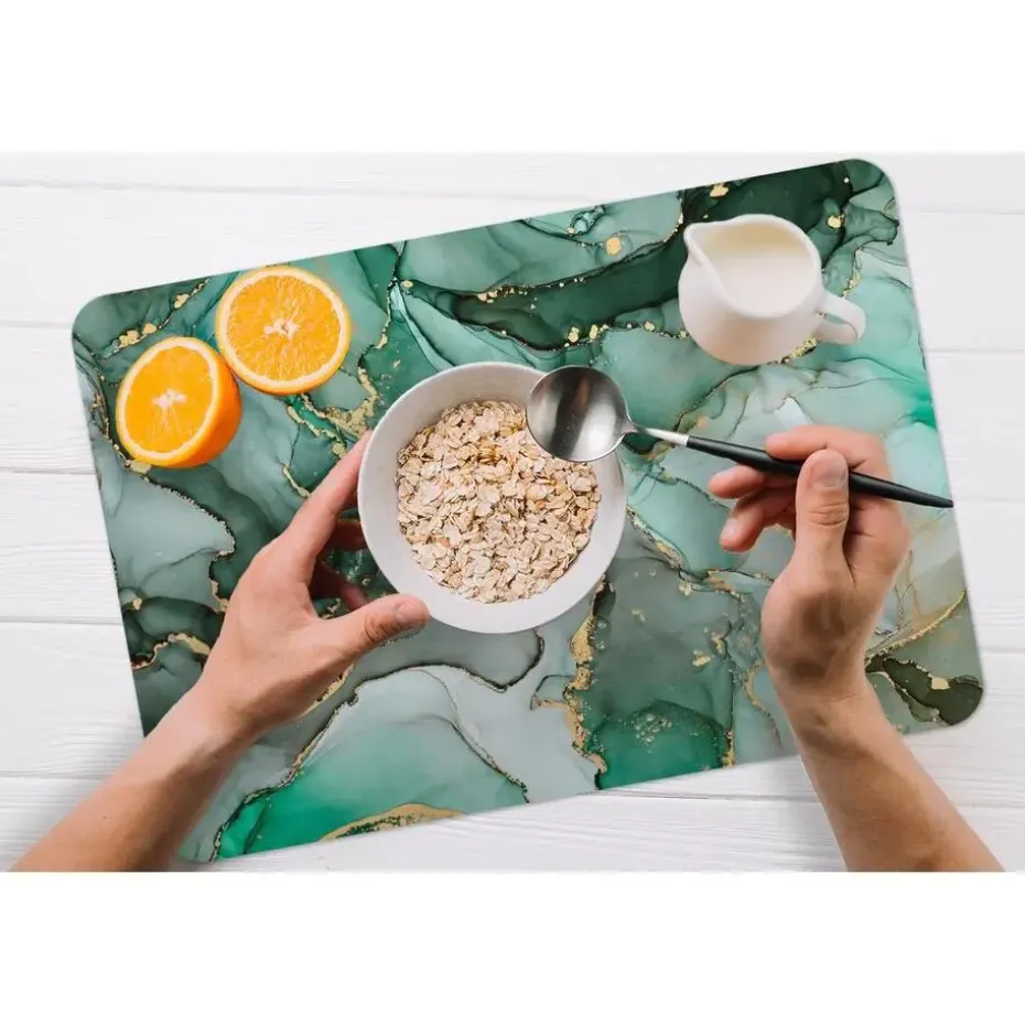 MuchoWow Placemat (6stuks) 45x30cm Goud Marmer Groen Luxe
