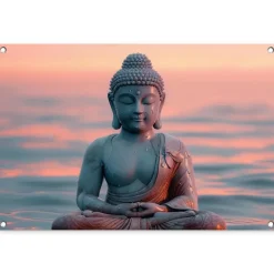 MuchoWow Tuinposter 90x60cm Boeddha Beeld Buddha Water