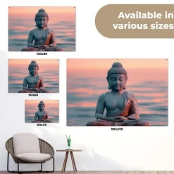 MuchoWow Tuinposter 90x60cm Boeddha Beeld Buddha Water