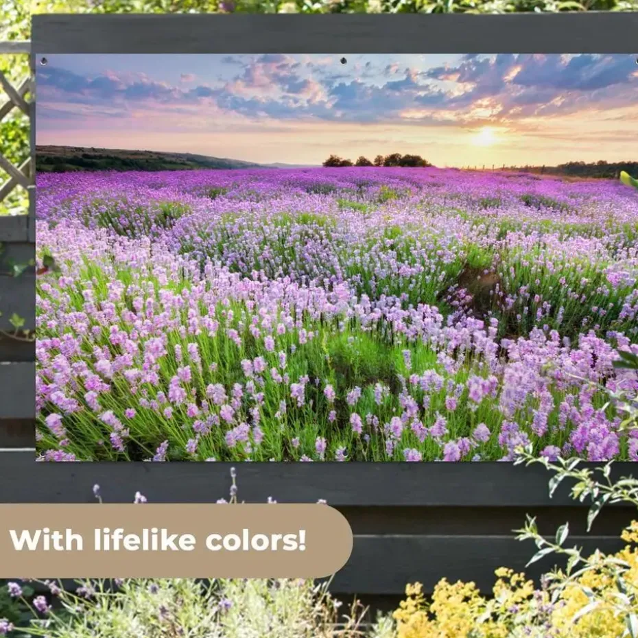 MuchoWow Tuinposter 180x120cm Bloemen Lavendel Paars Lucht