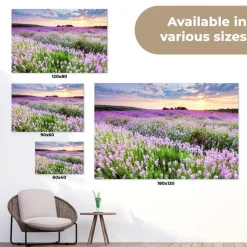 MuchoWow Tuinposter 180x120cm Bloemen Lavendel Paars Lucht
