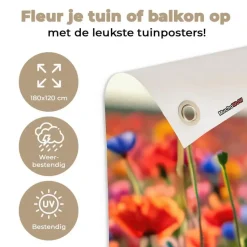 MuchoWow Tuinposter 180x120cm Bloemen Klaprozen Kleurrijk