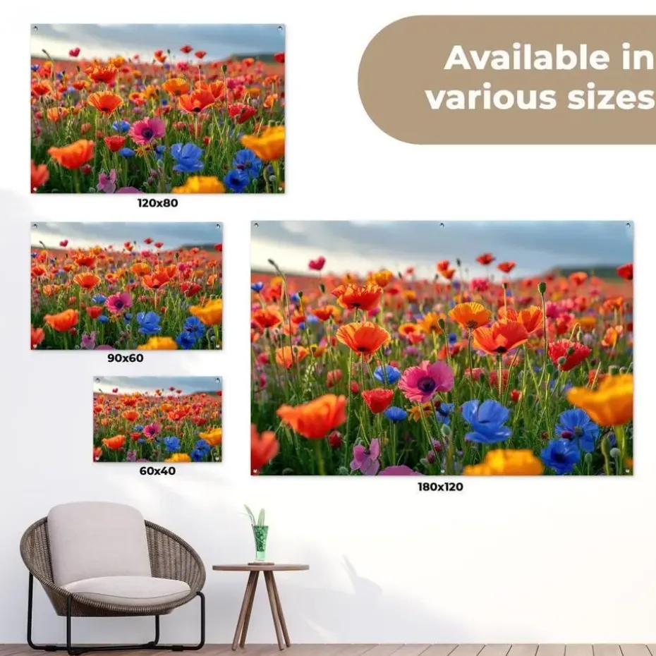 MuchoWow Tuinposter 180x120cm Bloemen Klaprozen Kleurrijk