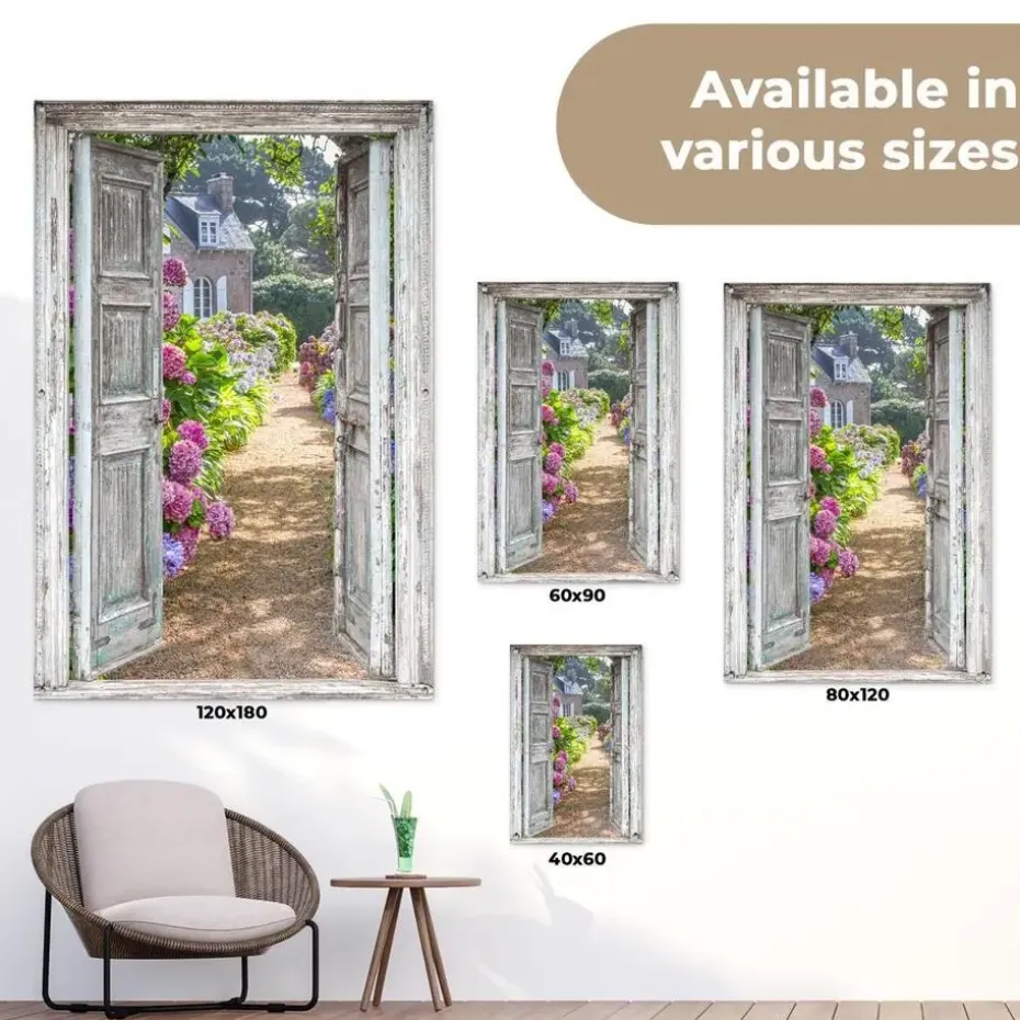 MuchoWow Tuinposter 80x120cm Doorkijk Hortensia Bloemen