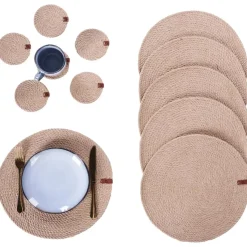 MUNTRIES - Set van 12 placemats en onderzetters - Natuurlijk - Jute