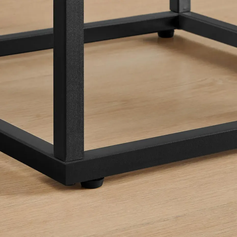 Nachtkastje - Nachtkastjes industrieel - Hout en gehard glas - Zwart
