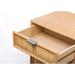 Nachtkastje met 1 deur en 1 lade van natuurlijk rotan