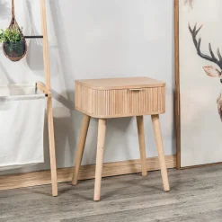 Nachtkastje met 1 lade van natuurlijk hout