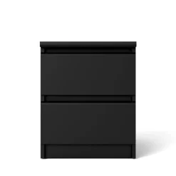 Nachtkastje Naia - 2 lades - mat zwart