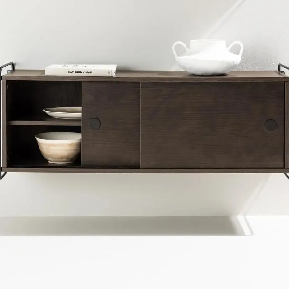 Nest living Marcus Hangende Houten Wandkast Walnoot - 122 x 35 cm