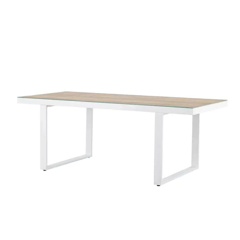 Nest outdoor Mathijs Tuintafel Aluminium Wit - met Glazen Tafelblad