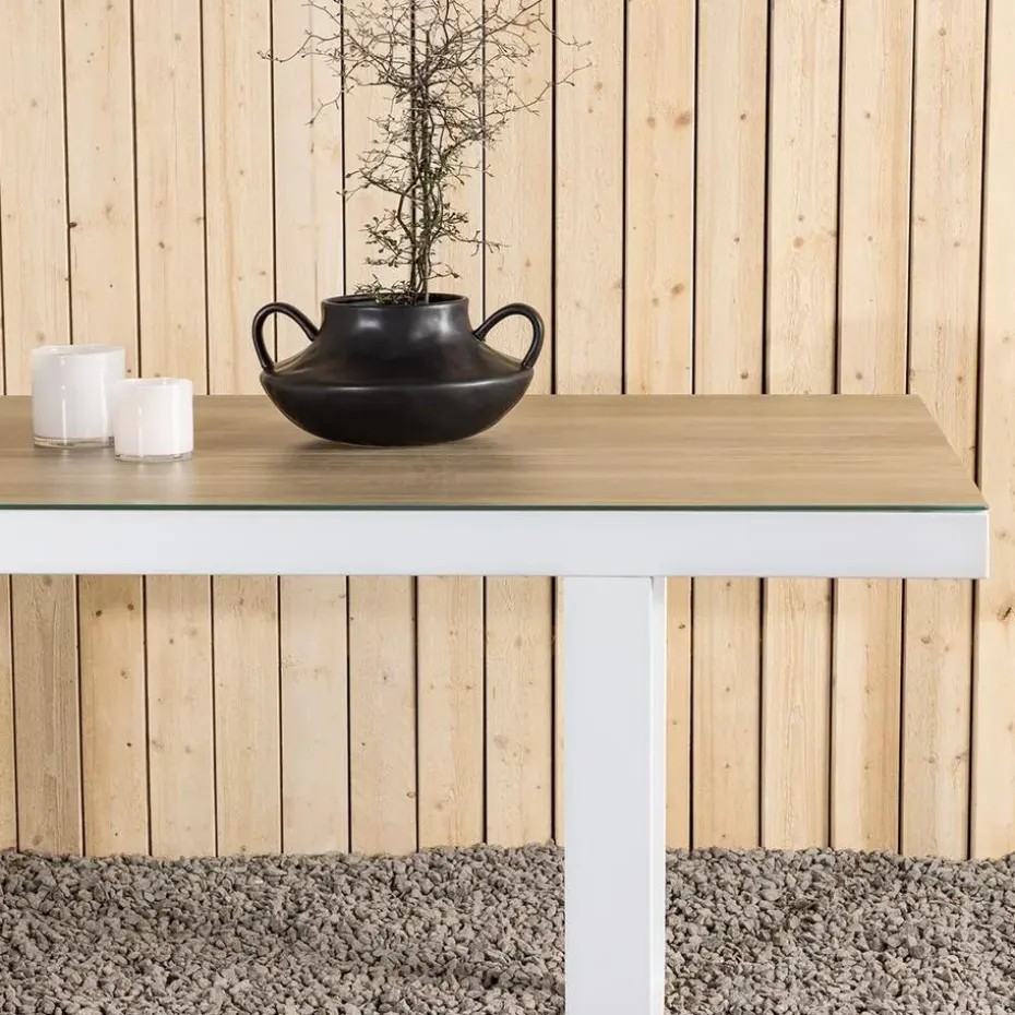 Nest outdoor Mathijs Tuintafel Aluminium Wit - met Glazen Tafelblad