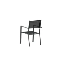 Nest outdoor Narda aluminium tuinstoel zwart - met armleuningen - set van 4