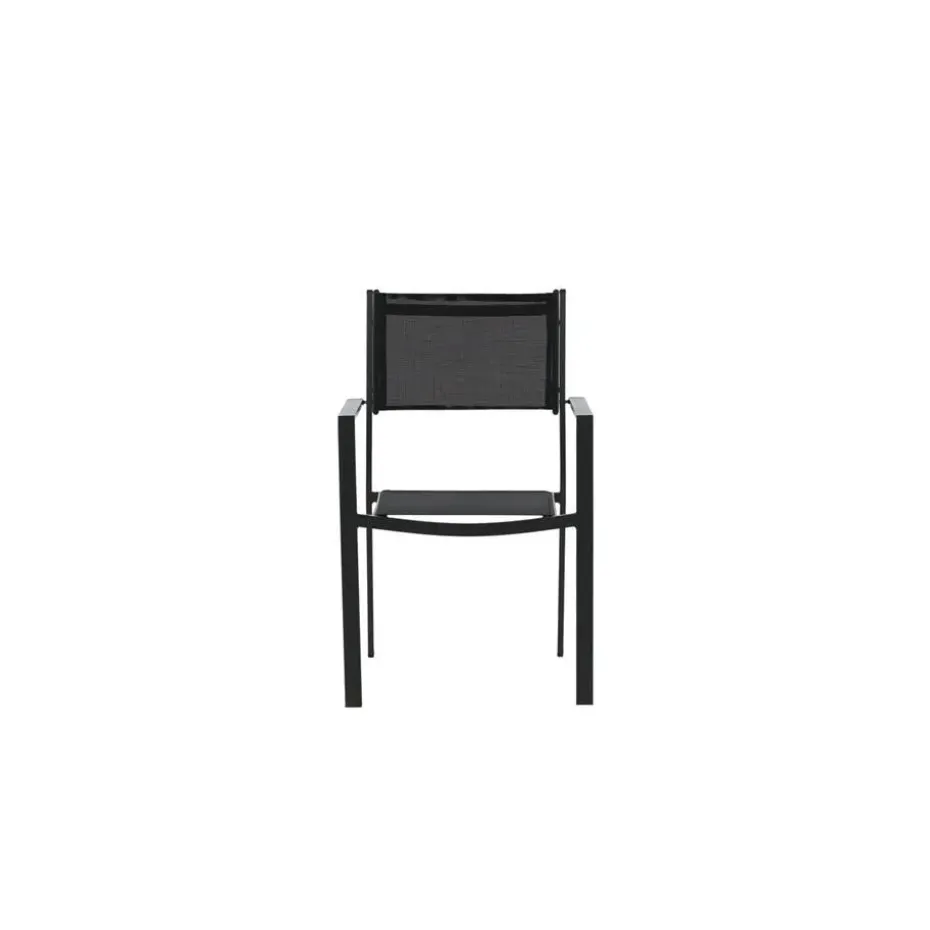 Nest outdoor Narda aluminium tuinstoel zwart - met armleuningen - set van 4