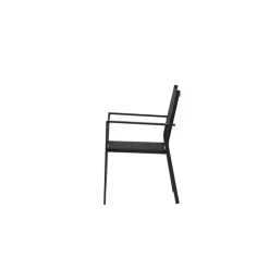 Nest outdoor Narda aluminium tuinstoel zwart - met armleuningen - set van 4