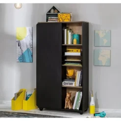 New York Compact boekenkast kast zwart tienerkamer