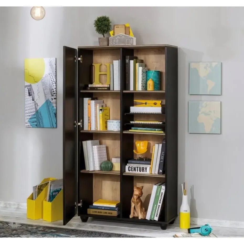 New York Compact boekenkast kast zwart tienerkamer
