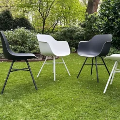 Nolon Noa-Puk Kunststof Tuinstoel Zwart - Zwart Onderstel