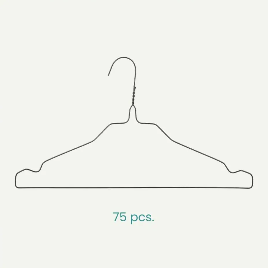 Nordix Kledinghangers set 75 stuks Metaal Zwart Draadhanger Kleerhangers