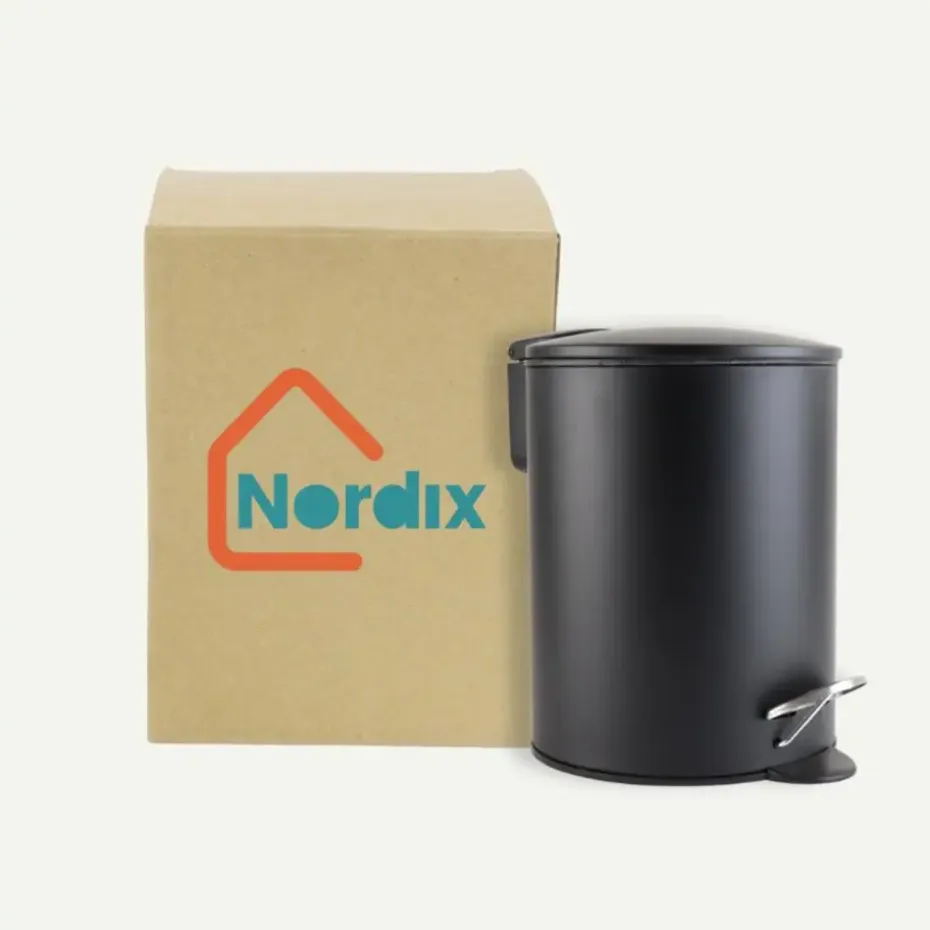 Nordix Pedaalemmer 3 Liter Badkamer Toilet Zwart Metaal